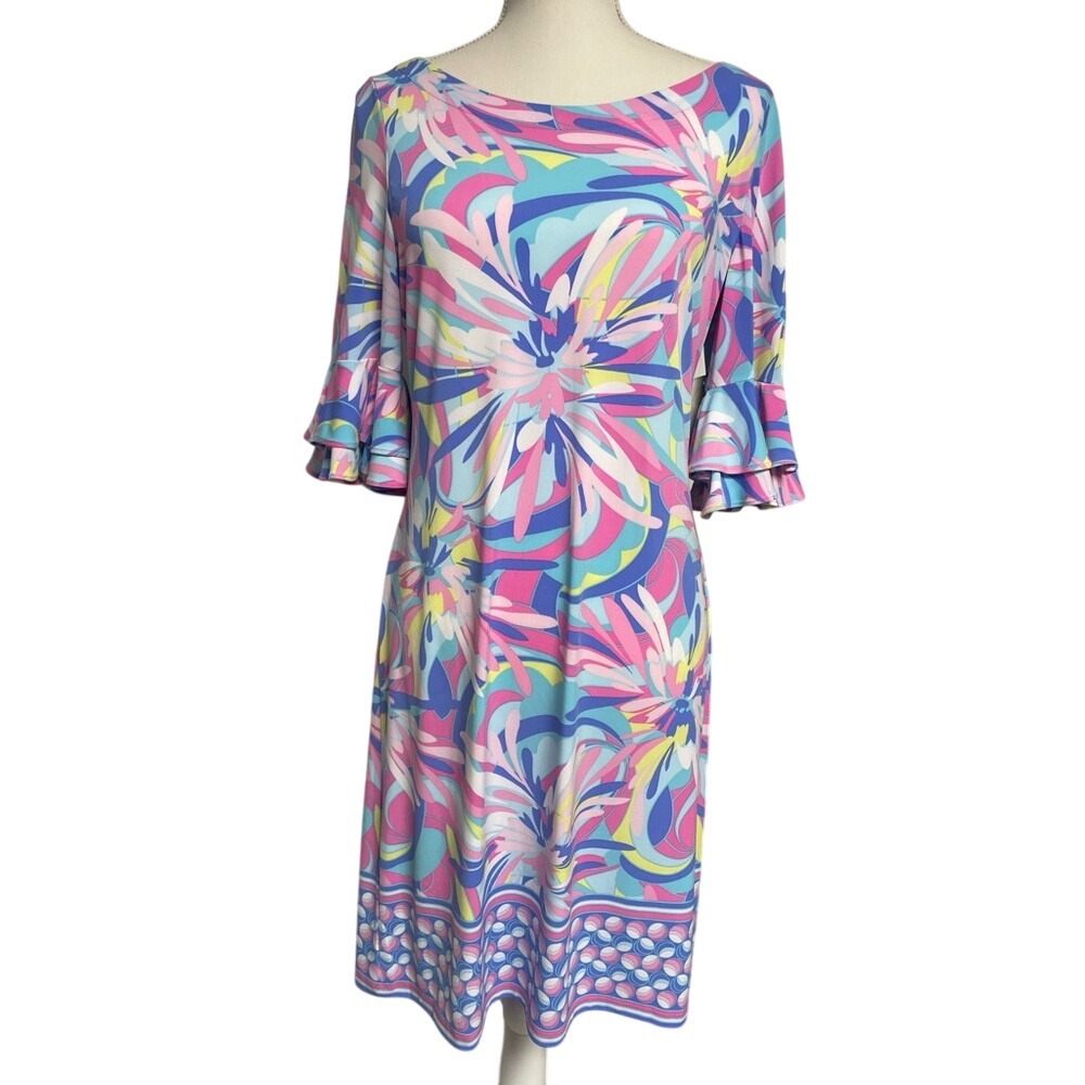 Pappagallo Colorful Pastel Abstract Print Midi Dress Women's M NWT